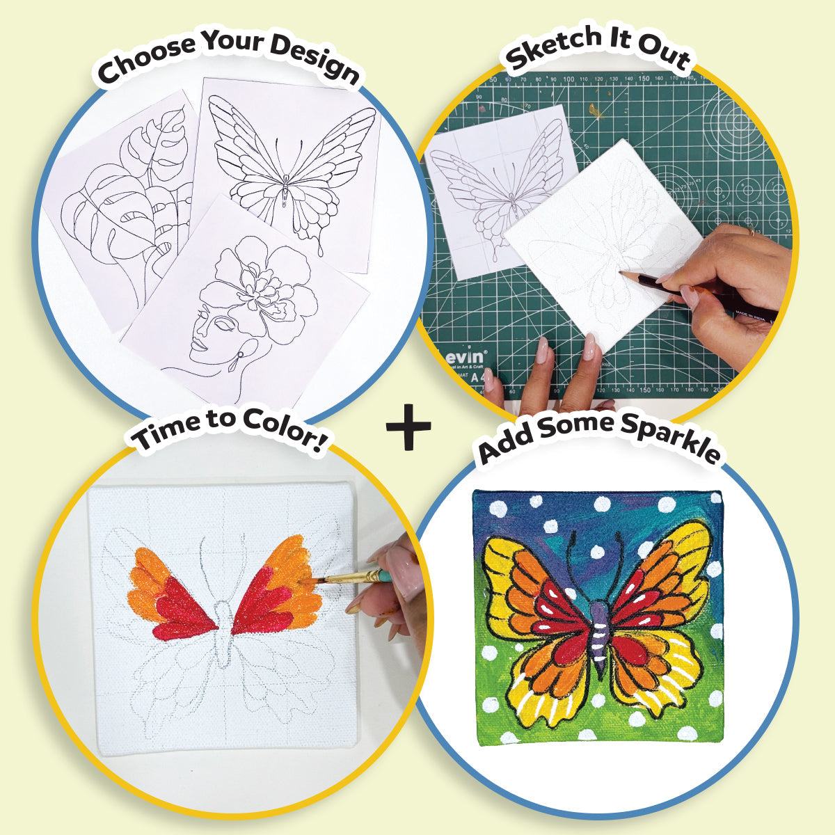 DIY Canvas Painting Set - Includes Paints, Canvas Board, Stand & Brush - Develops Creativity, Improves Focus - Perfect Art Gift for Boys & Girls