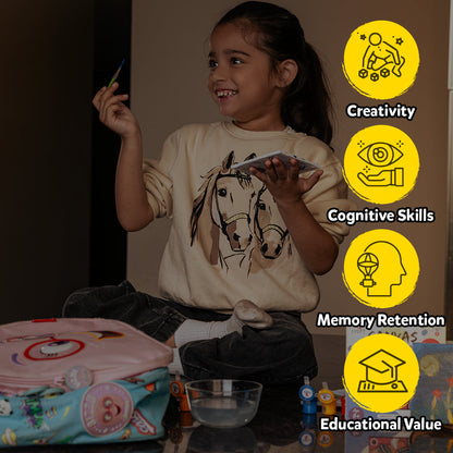 DIY Canvas Painting Set - Includes Paints, Canvas Board, Stand & Brush - Develops Creativity, Improves Focus - Perfect Art Gift for Boys & Girls