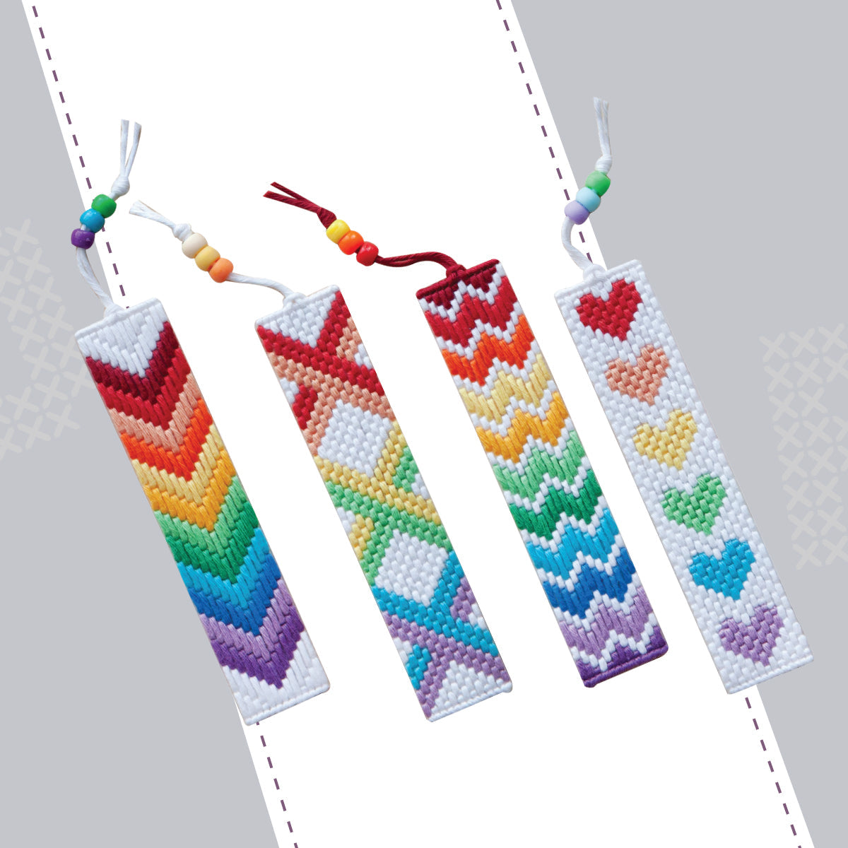 Kids Cross Stitch Bookmark Kit - Easy Craft Activity, Rainbow Designs, Perfect Gift