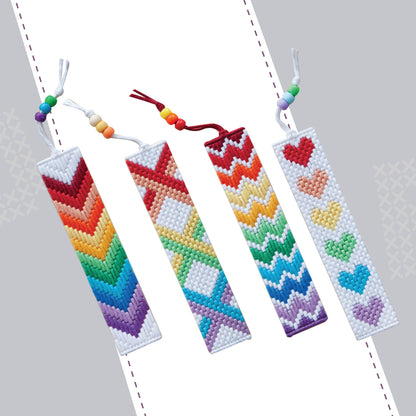 Kids Cross Stitch Bookmark Kit - Easy Craft Activity, Rainbow Designs, Perfect Gift