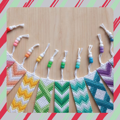 Kids Cross Stitch Bookmark Kit - Easy Craft Activity, Rainbow Designs, Perfect Gift