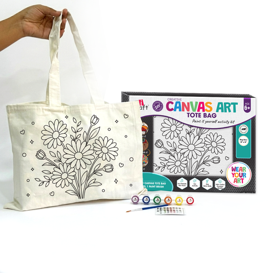 Daisy Flower Canvas Tote Bag Painting Kit | Kids DIY Craft Kit – iCraft