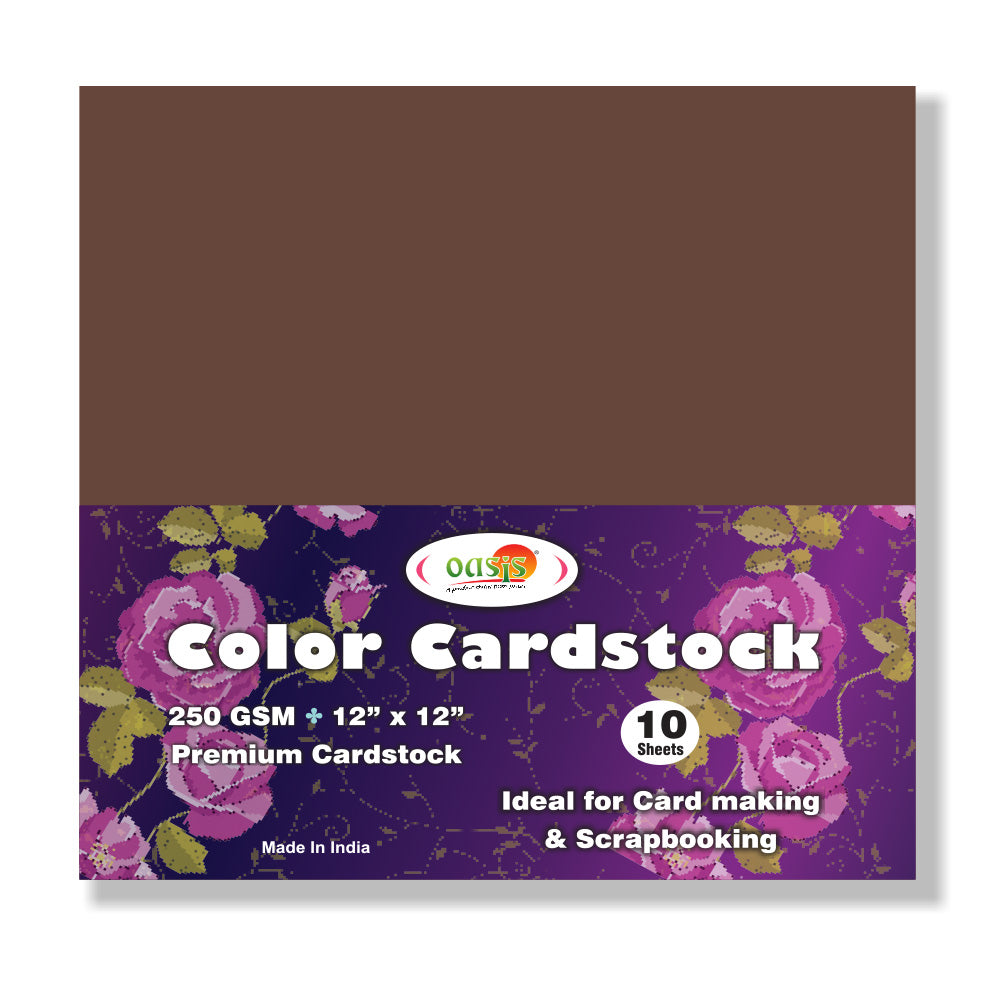 iCraft Colour Card-Stocks For Scrapbooking 12" x 12" 250GSM (Pack Of 10 Sheets) - Dark Brown