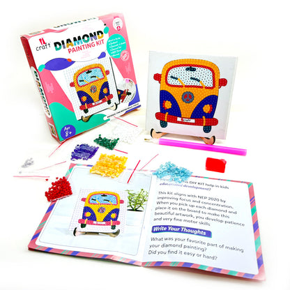 DIY Diamond Painting Kit for Children - Fun Craft Activity with Tool & Gems - Improves Focus, Creative Gift for Kids 6+