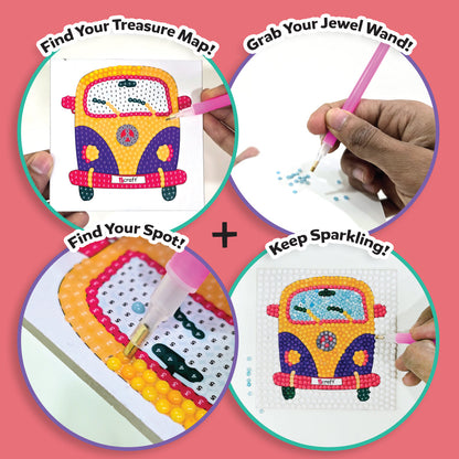 DIY Diamond Painting Kit for Children - Fun Craft Activity with Tool & Gems - Improves Focus, Creative Gift for Kids 6+