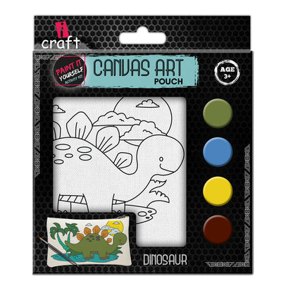 Dinosaur Canvas Pouch Painting Kit for Kids – Paint Your Own Pencil Case Craft Set
