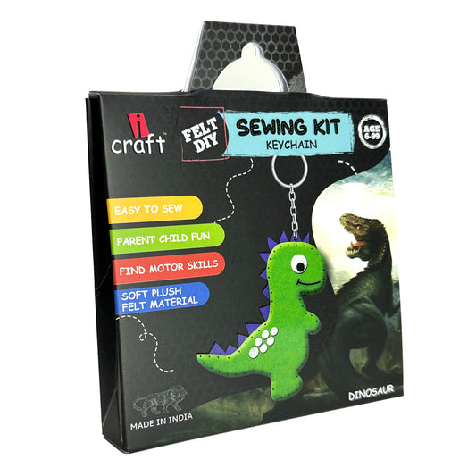 Felt Keychain Sewing Kit for Kids | Beginner Felt Craft Kit - Dinosaur