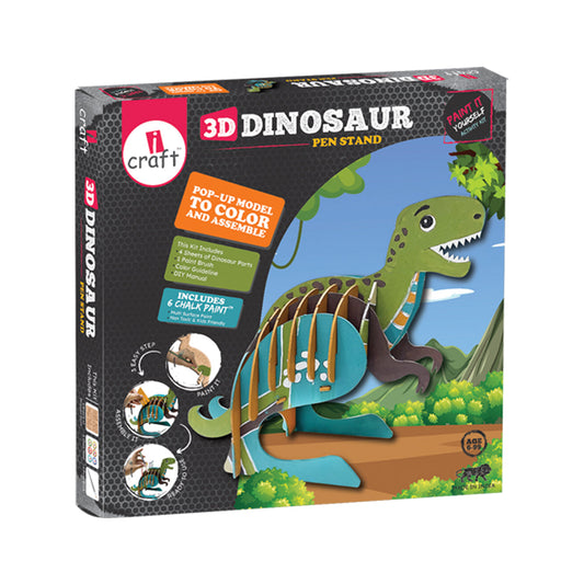 3D Dinosaur Pen Stand making Kit for Kids – Creative Painting Craft Kit & Desk Décor