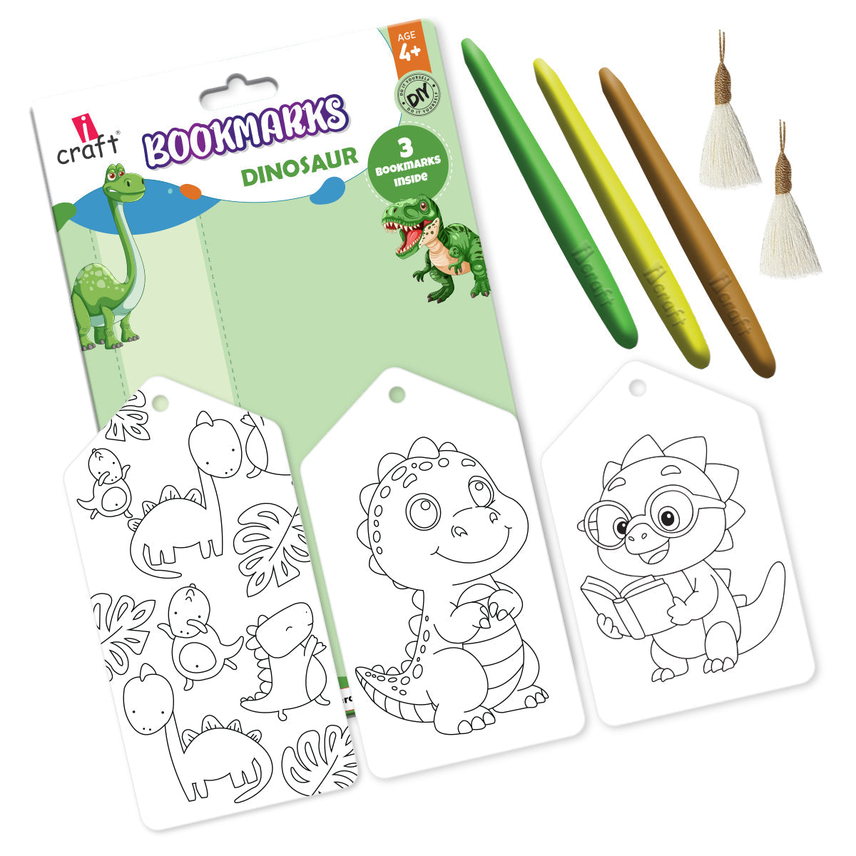 Kids DIY Dinosaur Bookmark Colouring Kit – Colour Your Own Bookmarks