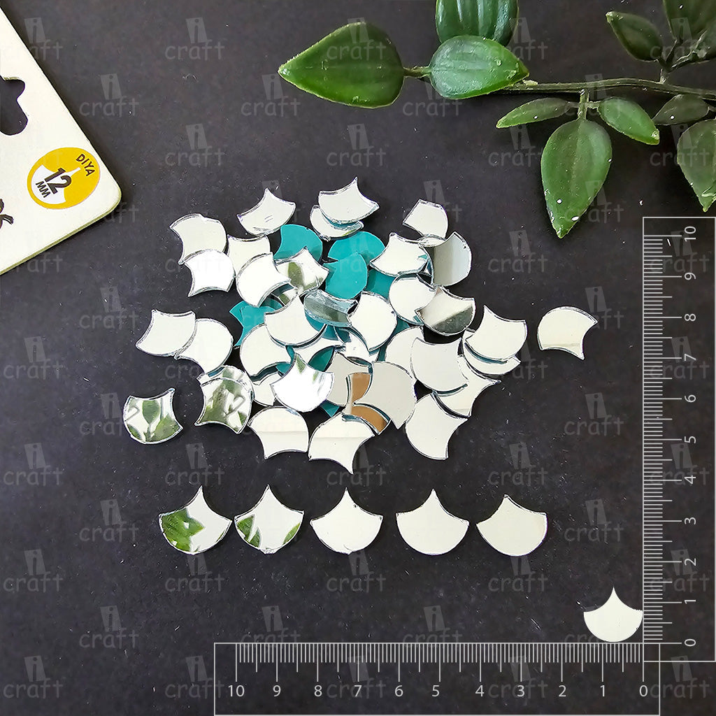 iCraft Silver Glass Mirror - Diya. Pack Of 50 Grams