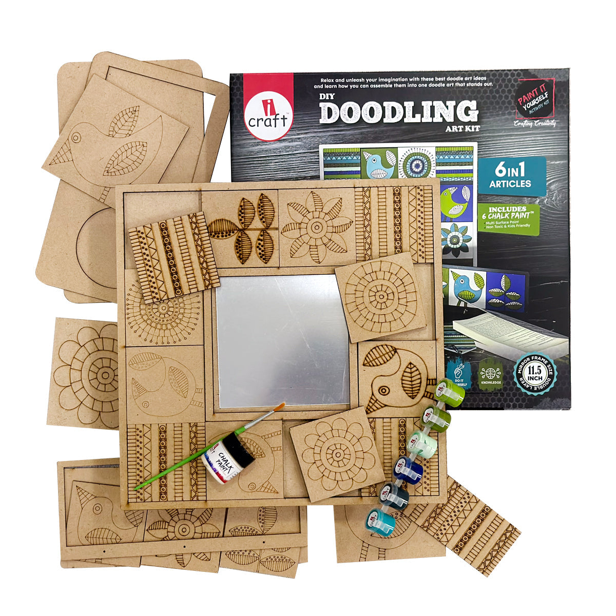 iCraft Doodling Art Kit | 6-in-1 DIY Painting & Home Décor Craft Kit
