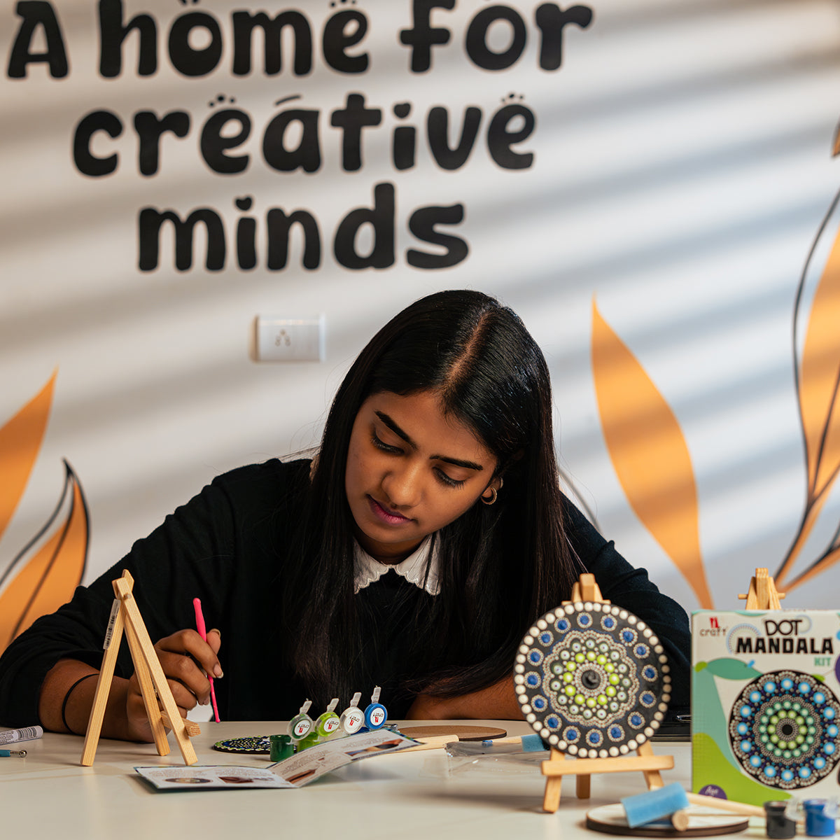ICraft Dot Mandala Kit for Kids & Adults: Create Art on MDF Coasters, Relaxing Craft for Focus & Creativity(6+ Ages)