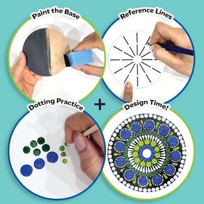 ICraft Dot Mandala Kit for Kids & Adults: Create Art on MDF Coasters, Relaxing Craft for Focus & Creativity(6+ Ages)