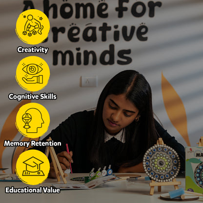 ICraft Dot Mandala Kit for Kids & Adults: Create Art on MDF Coasters, Relaxing Craft for Focus & Creativity(6+ Ages)