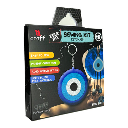 DIY Evil Eye Felt Keychain Sewing Kit for Kids – Beginner Felt Craft Kit