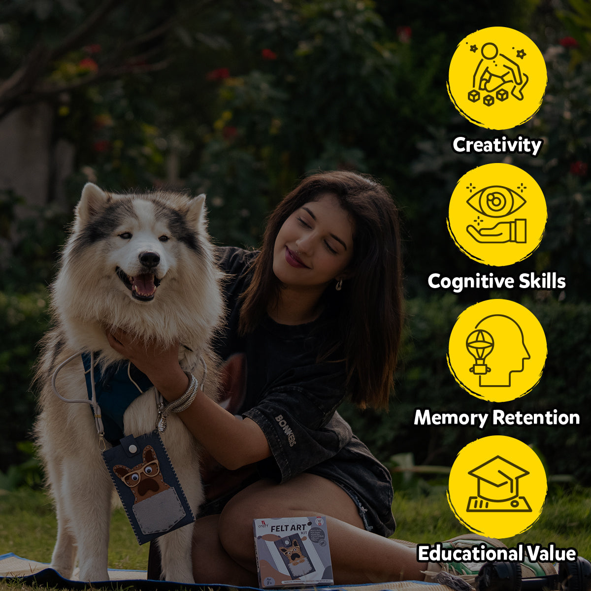 Kids Felt Craft Kit - Create a Stitched Dog Pouch, Great Gift for Boys & Girls 5 Bullet Points Spark Creativity