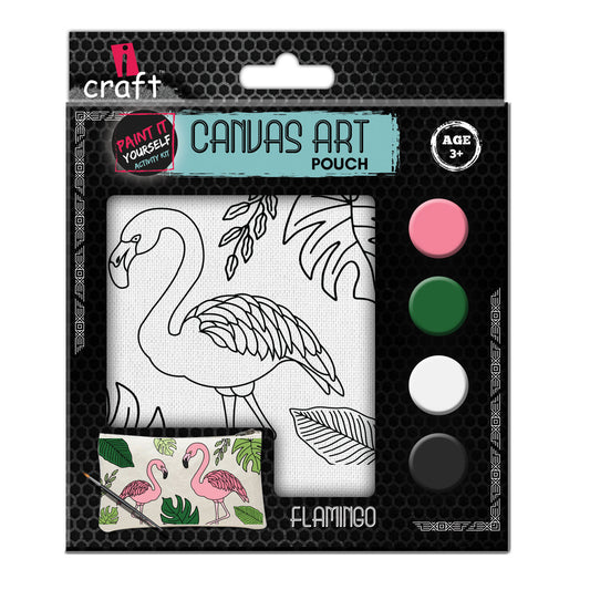 Flamingo Canvas Pouch Painting Kit for Kids – Paint Your Own Pencil Case Craft Set