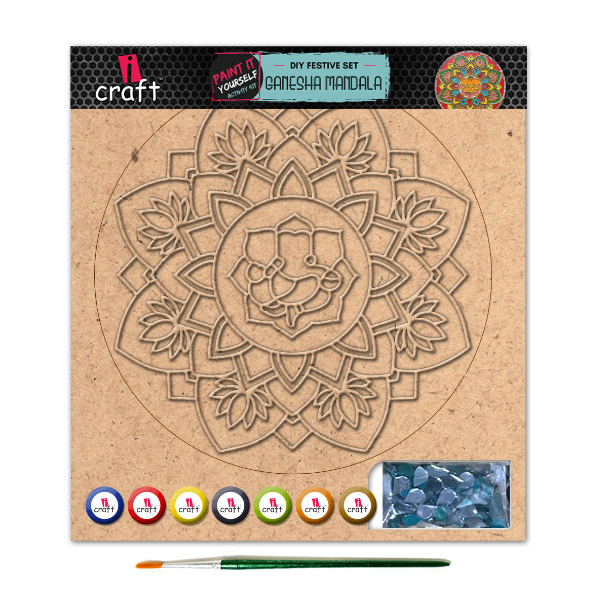 Mandala Art Kit – 10" Festive Mandala Painting Craft Kit for Home Décor & Gifting – Ganesha