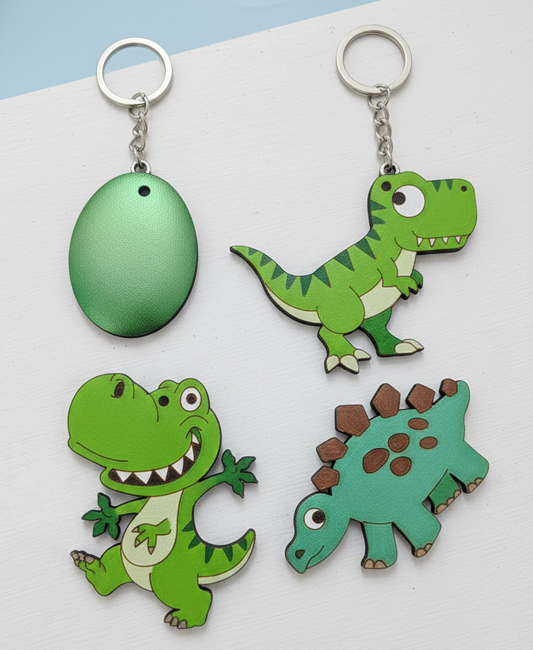 Dinosaur Keychain Painting Kit for Kids | Paint Your Own Wooden Keyrings Craft Set