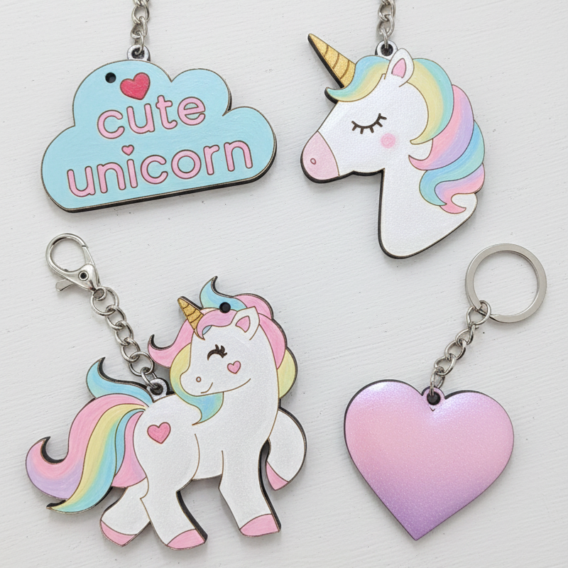 Unicorn Keychain Painting Kit for Kids | Paint Your Own Wooden Keyrings Craft Set