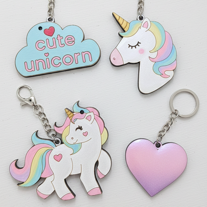 Unicorn Keychain Painting Kit for Kids | Paint Your Own Wooden Keyrings Craft Set