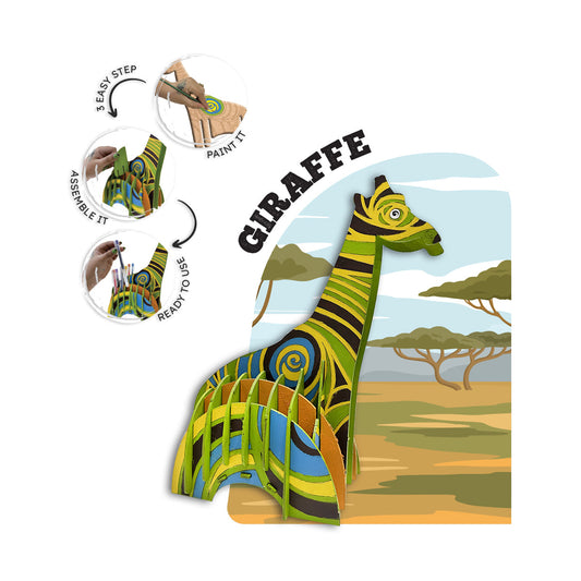 3D Giraffe Pen Stand making Kit for Kids – Creative Painting Craft Kit & Desk Décor