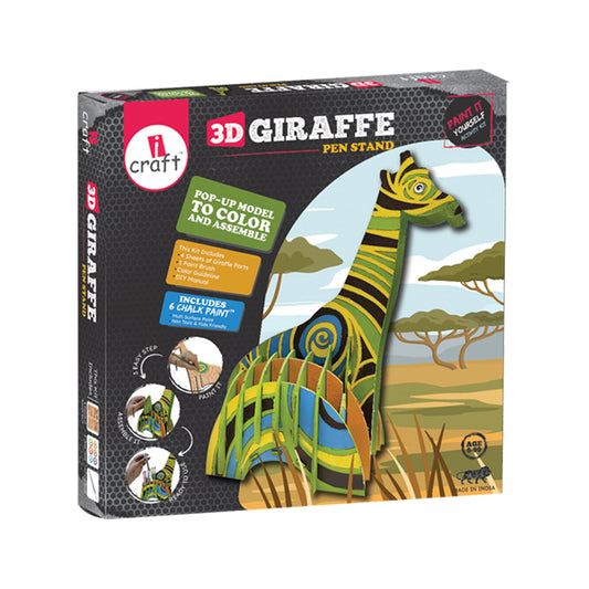 3D Giraffe Pen Stand making Kit for Kids – Creative Painting Craft Kit & Desk Décor