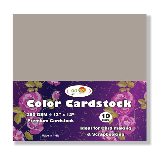 iCraft Colour Card-Stocks For Scrapbooking 12" x 12" 250GSM (Pack Of 10 Sheets) - Grey