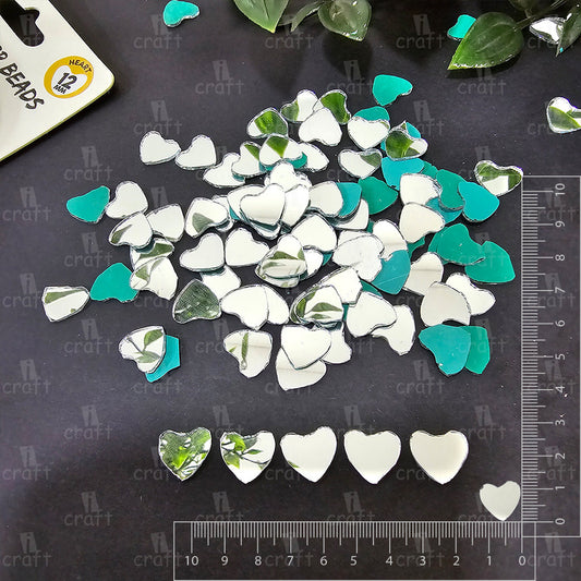 iCraft Silver Glass Mirror - Heart. Pack Of 50 Grams