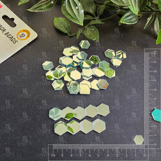 iCraft Silver Glass Mirror - Hexagon. Pack Of 50 Grams