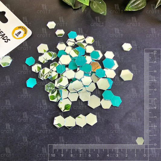 iCraft Silver Glass Mirror - Hexagon. Pack Of 50 Grams