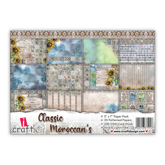 iCraft Classic Moroccan's Patterned Cardstock - 24 pattern sheets (5” x 7”)