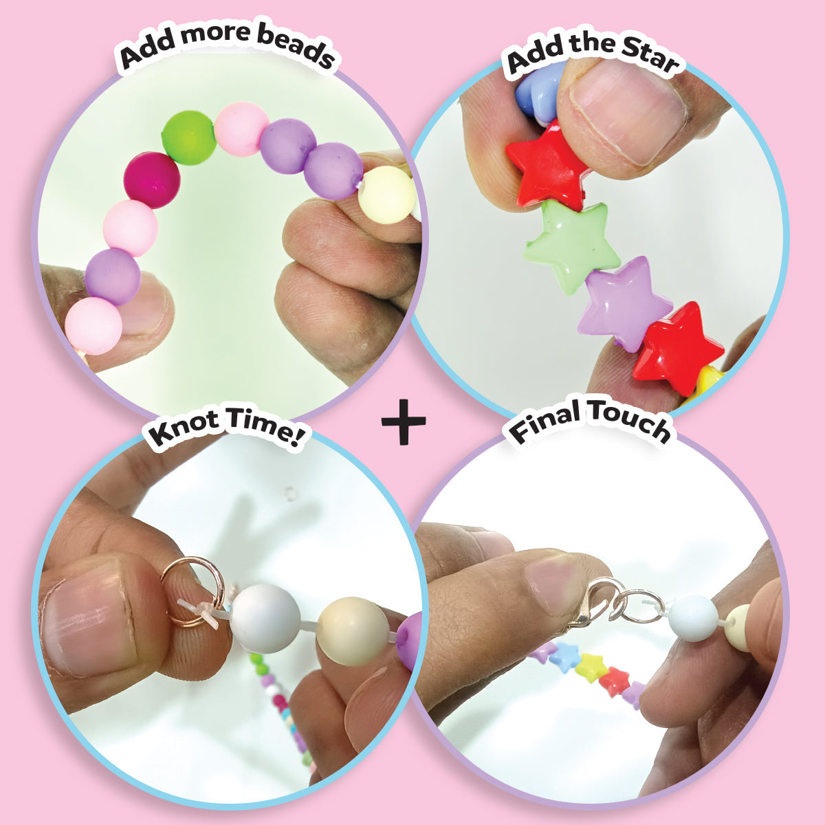 DIY Kids Jewelry Making Kit: Colorful Beads, Star Charms, & Thread for Necklaces & Bracelets - Creative Craft Set for Girls & Boys Ages 6+