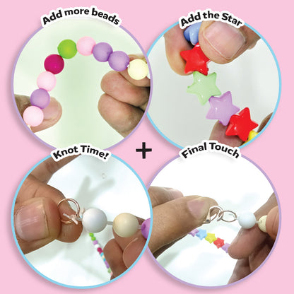 DIY Kids Jewelry Making Kit: Colorful Beads, Star Charms, & Thread for Necklaces & Bracelets - Creative Craft Set for Girls & Boys Ages 6+