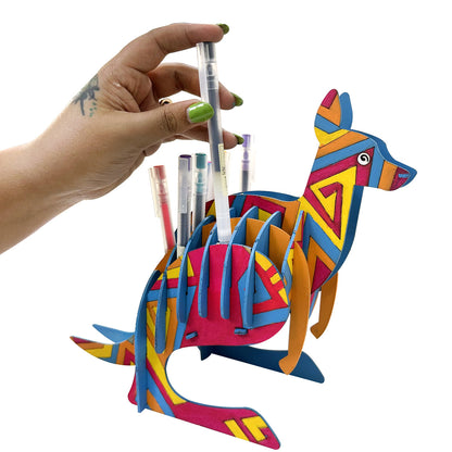 3D Kangaroo Pen Stand making Kit for Kids – Creative Painting Craft Kit & Desk Décor
