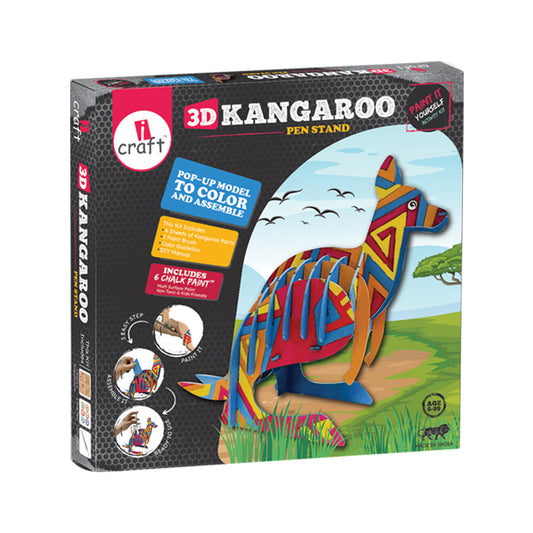 3D Kangaroo Pen Stand making Kit for Kids – Creative Painting Craft Kit & Desk Décor