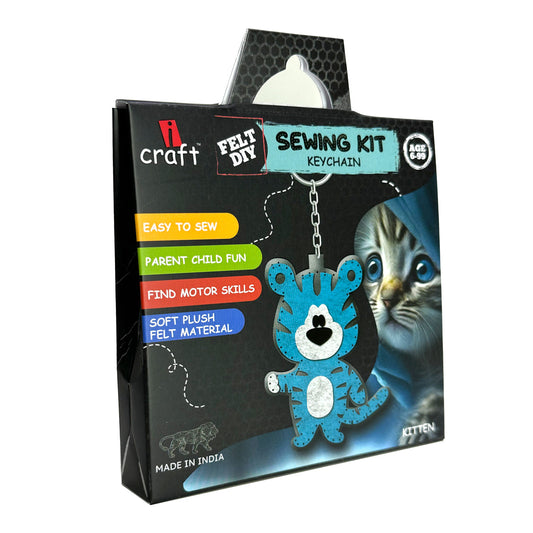 Felt Keychain Sewing Kit for Kids | Beginner Felt Craft Kit - Kitten