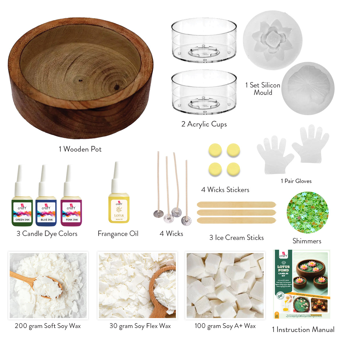 Lotus Pond Candle Making Kit | DIY Soy Wax Scented Candle Craft Set