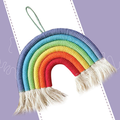 Rainbow Macrame Kit for Kids & Beginners - DIY Wall Hanging Craft Set Develops Creativity, Improves Focus - Perfect Art Gift for Boys & Girls