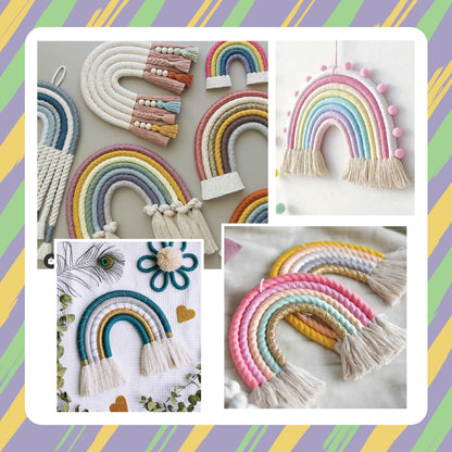 Rainbow Macrame Kit for Kids & Beginners - DIY Wall Hanging Craft Set Develops Creativity, Improves Focus - Perfect Art Gift for Boys & Girls