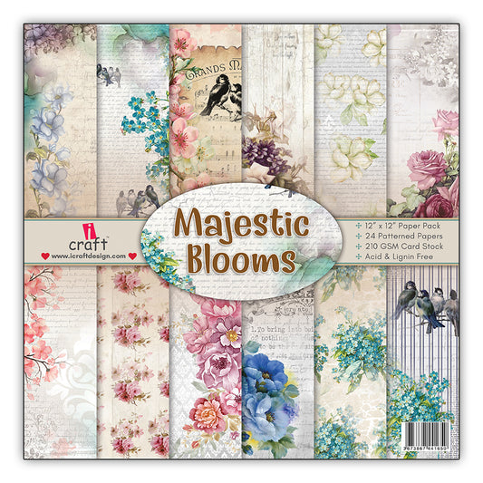 Majestic Blooms 12" x 12" Patterned Papers (Pack of 24 Sheets)