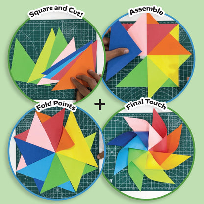 DIY Pinwheel & Fan Making Kit: Origami Crafts for Kids, Great Gift & Party Favor