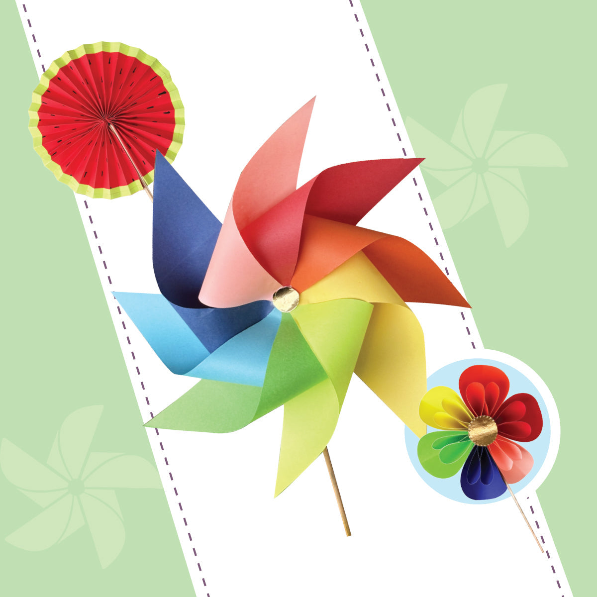 DIY Pinwheel & Fan Making Kit: Origami Crafts for Kids, Great Gift & Party Favor