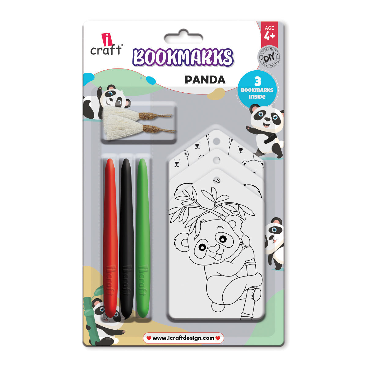 Kids DIY Panda Bookmark Colouring Kit – Colour Your Own Bookmarks