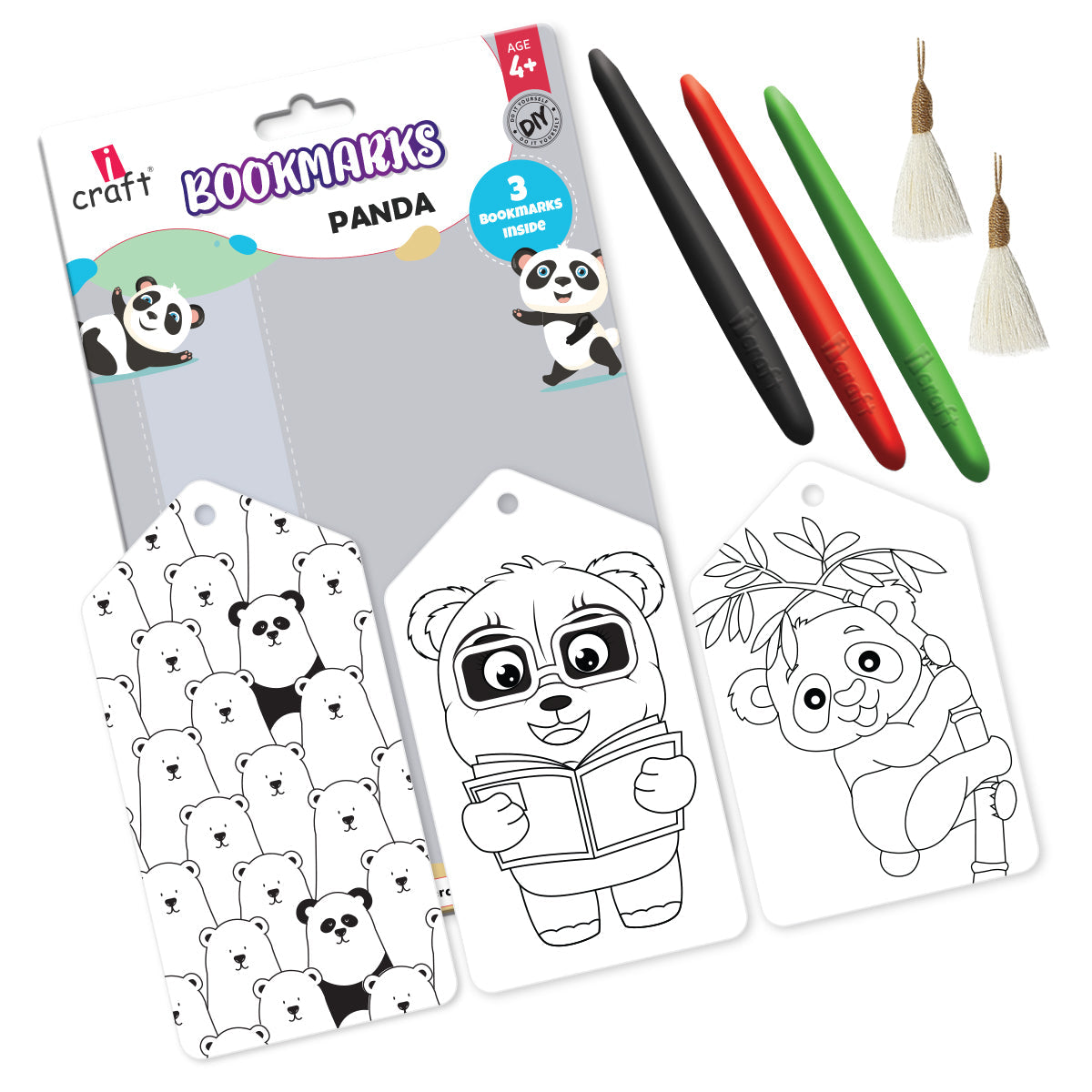 Kids DIY Panda Bookmark Colouring Kit – Colour Your Own Bookmarks