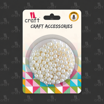 iCraft Accessories- Pearl 8mm.Pack Of 20 Grams