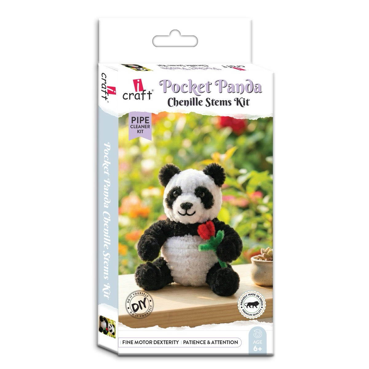 DIY Chenille Stem Pocket Panda Kit – 3D Panda Craft Kit for Kids Age 6+
