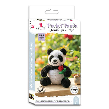 DIY Chenille Stem Pocket Panda Kit – 3D Panda Craft Kit for Kids Age 6+