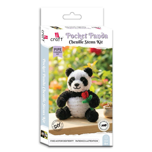 DIY Chenille Stem Pocket Panda Kit – 3D Panda Craft Kit for Kids Age 6+