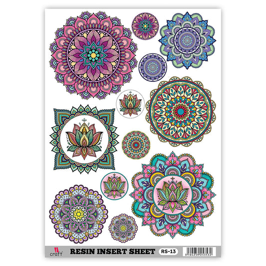 iCraft RS 13 Transparent Resin Art Sheet – Floral, Mandala, Motif & Evil Eye Designs for Resin Crafts